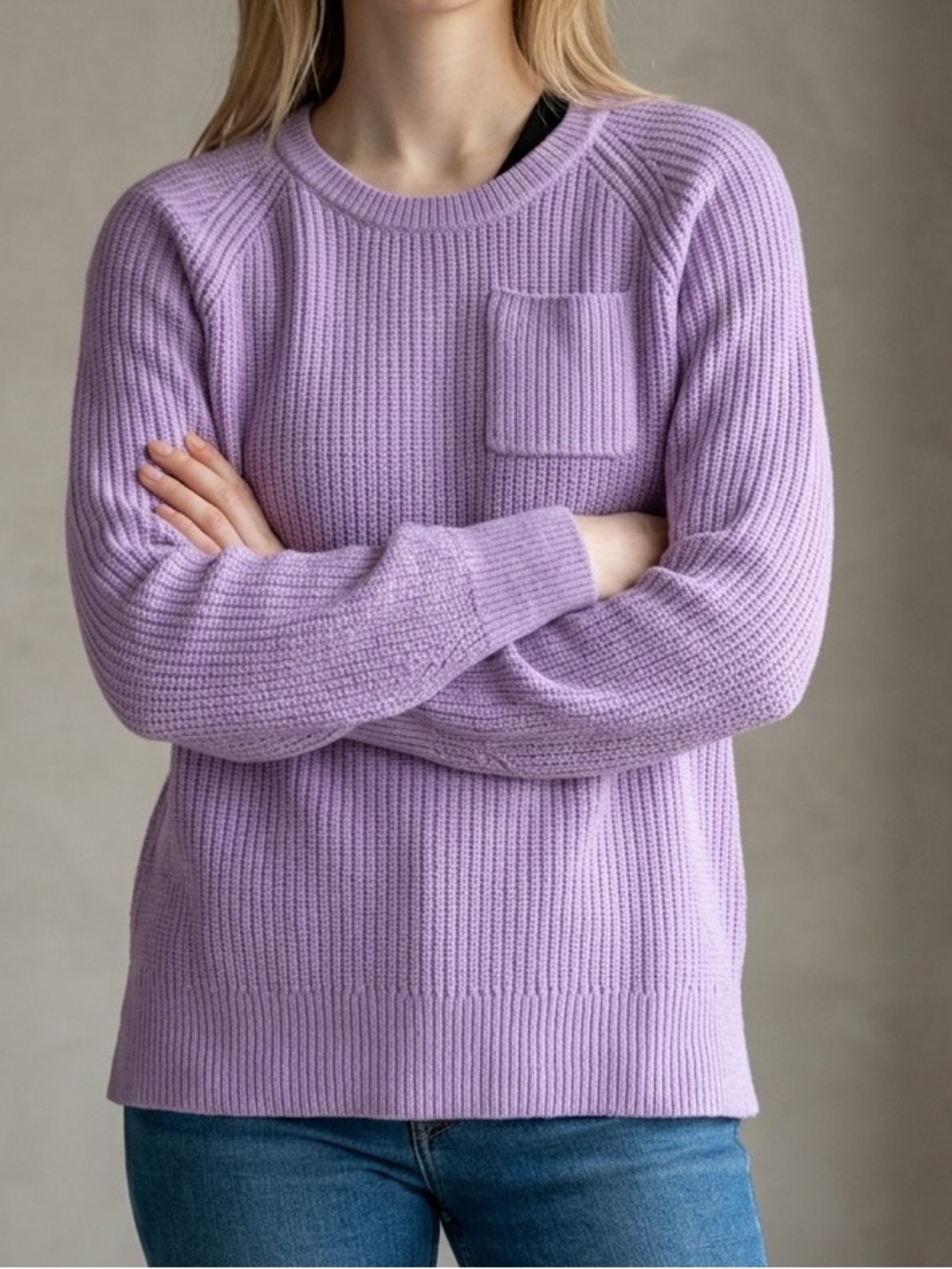 Talbots Lavender Crewneck Sweater 100% Cotton Size S